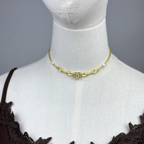 18K  Chanel 26C Crystal Gold Necklace