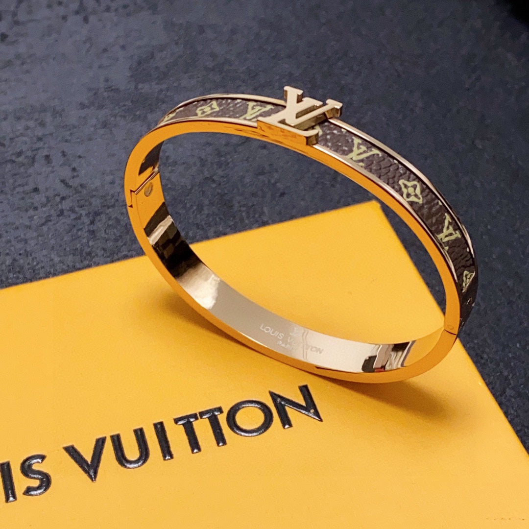 18K Louis Vuitton Leather Vintage Bracelet