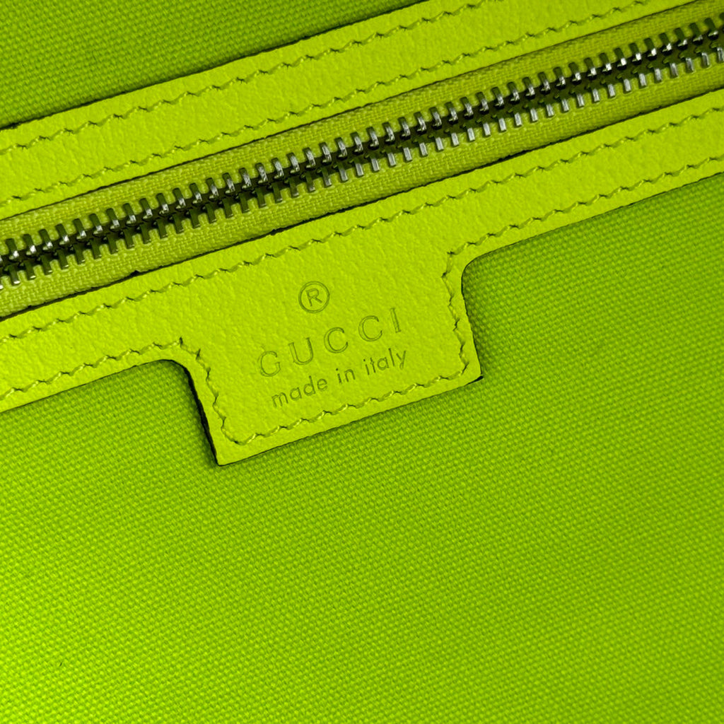GUCCI MEDIUM BACKPACK WITH PRINT 41 LIME GREEN IN CALFSKIN
