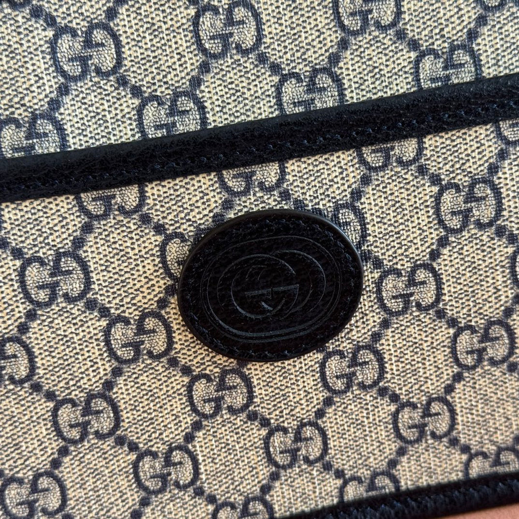 GUCCI MINI BAG 22 BLACK WITH INTERLOCKING G IN CANVAS