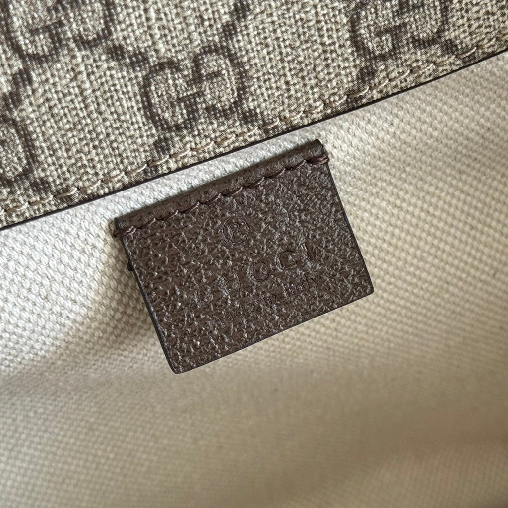 GUCCI NEO VINTAGE TIGER HEAD LARGE CROSSBODY BAG 30 IN CANVAS BROWN LEATHER TRIM